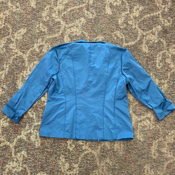 Lafayette 148 New York Designer Zip Up Jacket Teal Large - Picture 3 of 5